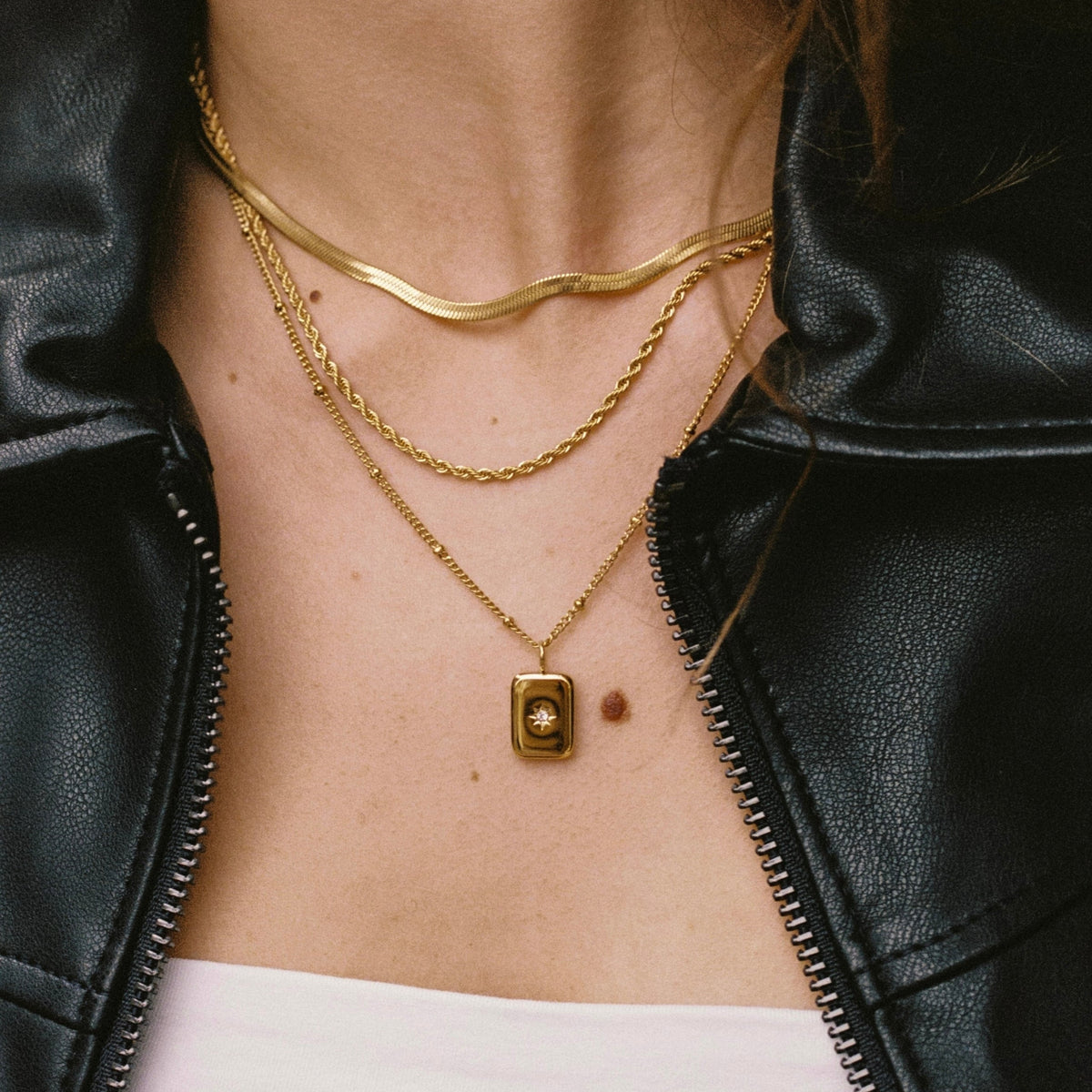 Star-Set Zirconia Tag Necklace — Starlight