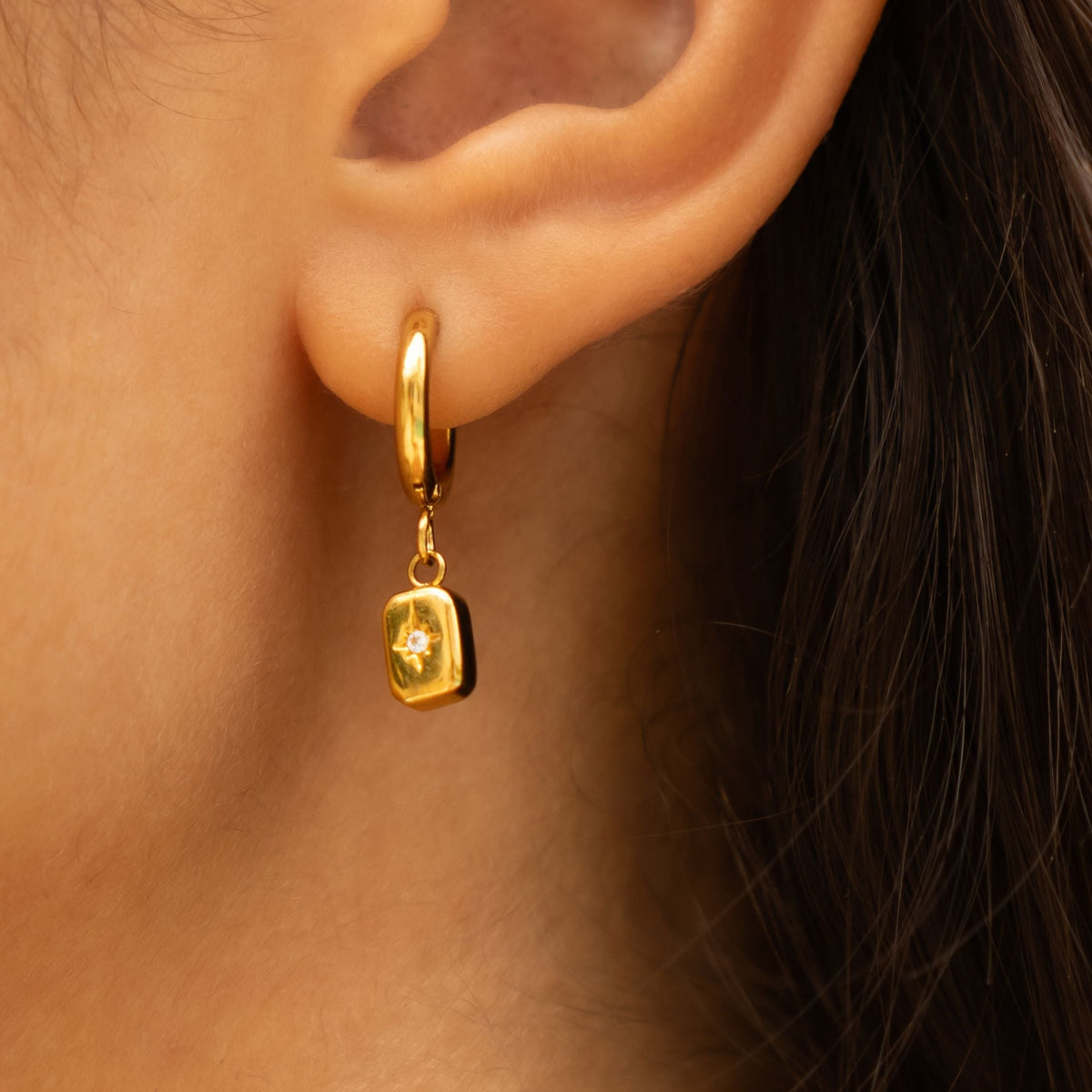Star-Set Zircon Charm Hoop Earrings — Celestial
