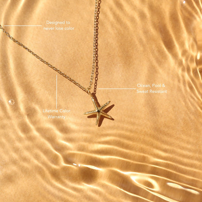 Textured Starfish Pendant Necklace, 45 cm