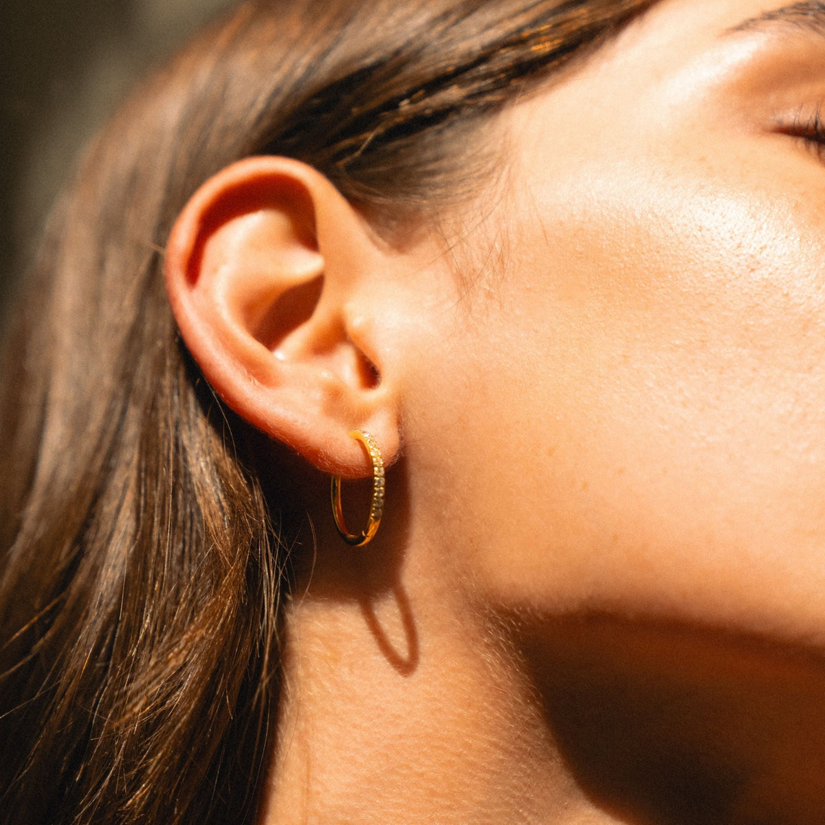 Pavé Cubic Zirconia Hoop Earrings, 16 mm