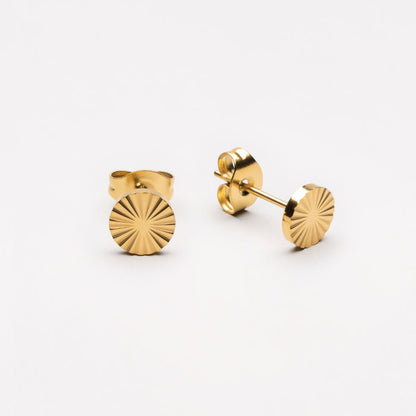 Sun Stud Earrings, 6 mm, 18K Gold PVD Stainless Steel