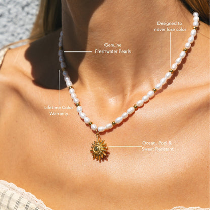 Sun Charm Freshwater Pearl Necklace — Naoussa