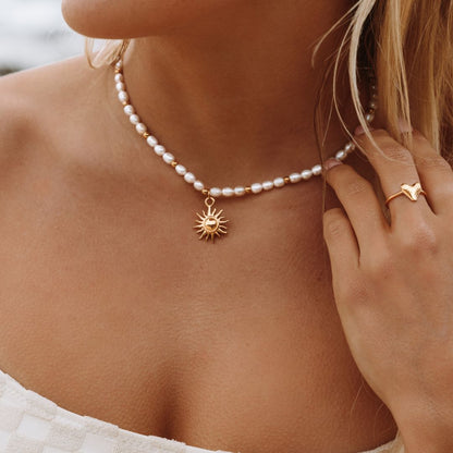 Sun Charm Freshwater Pearl Necklace — Naoussa