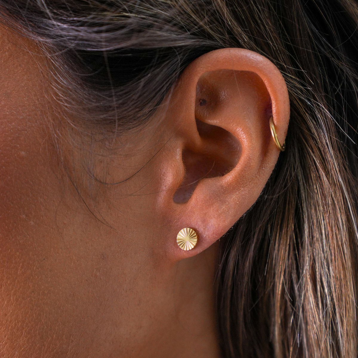 Sun Stud Earrings, 6 mm, 18K Gold PVD Stainless Steel