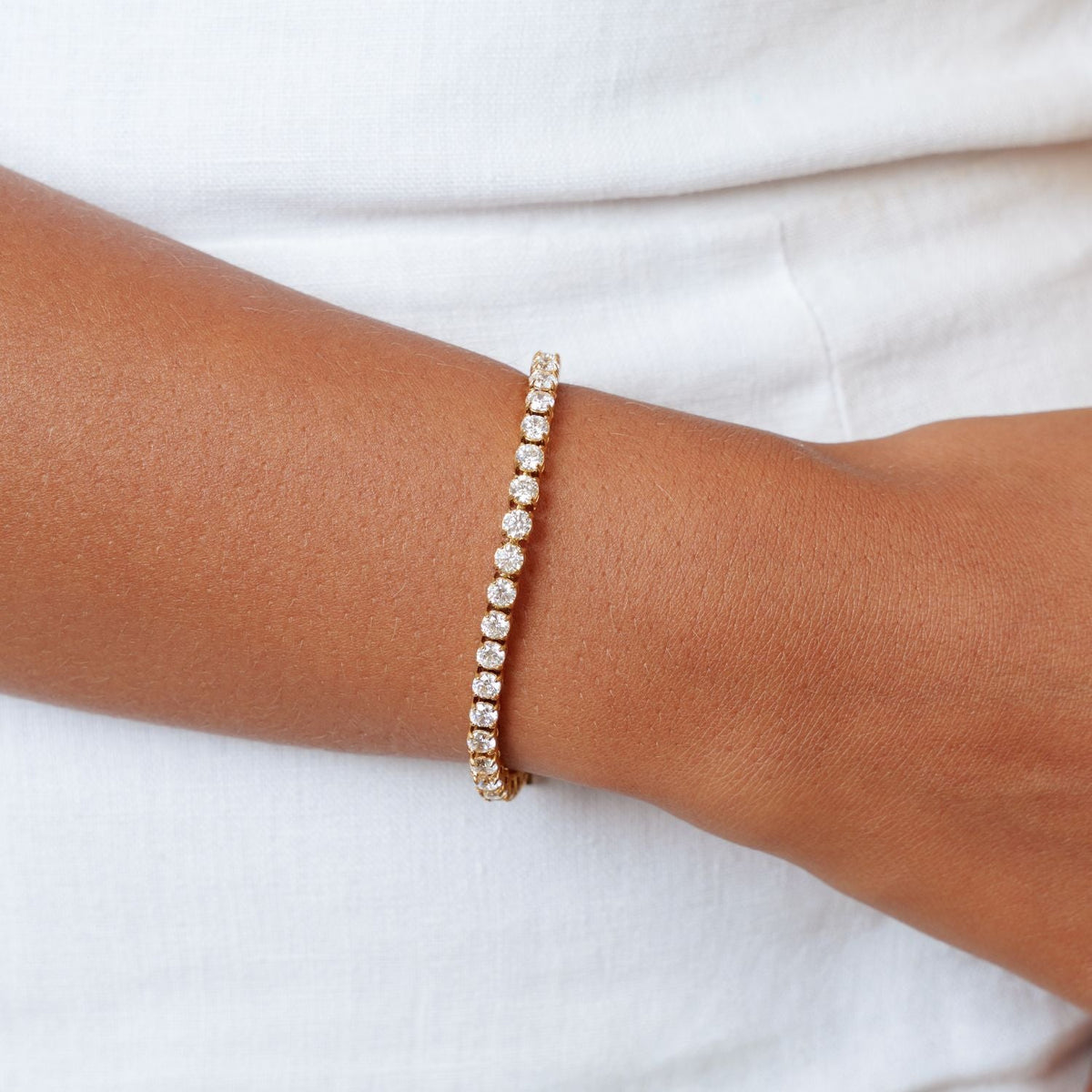 Zircon Tennis Bracelet, 4.1 mm Stones, Steel