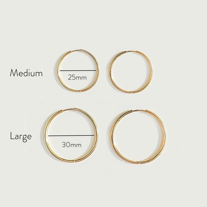 Thin Hoop Earrings, 25 or 30 mm