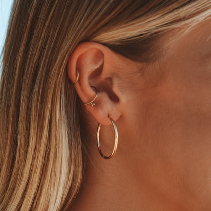 Thin Hoop Earrings, 25 or 30 mm
