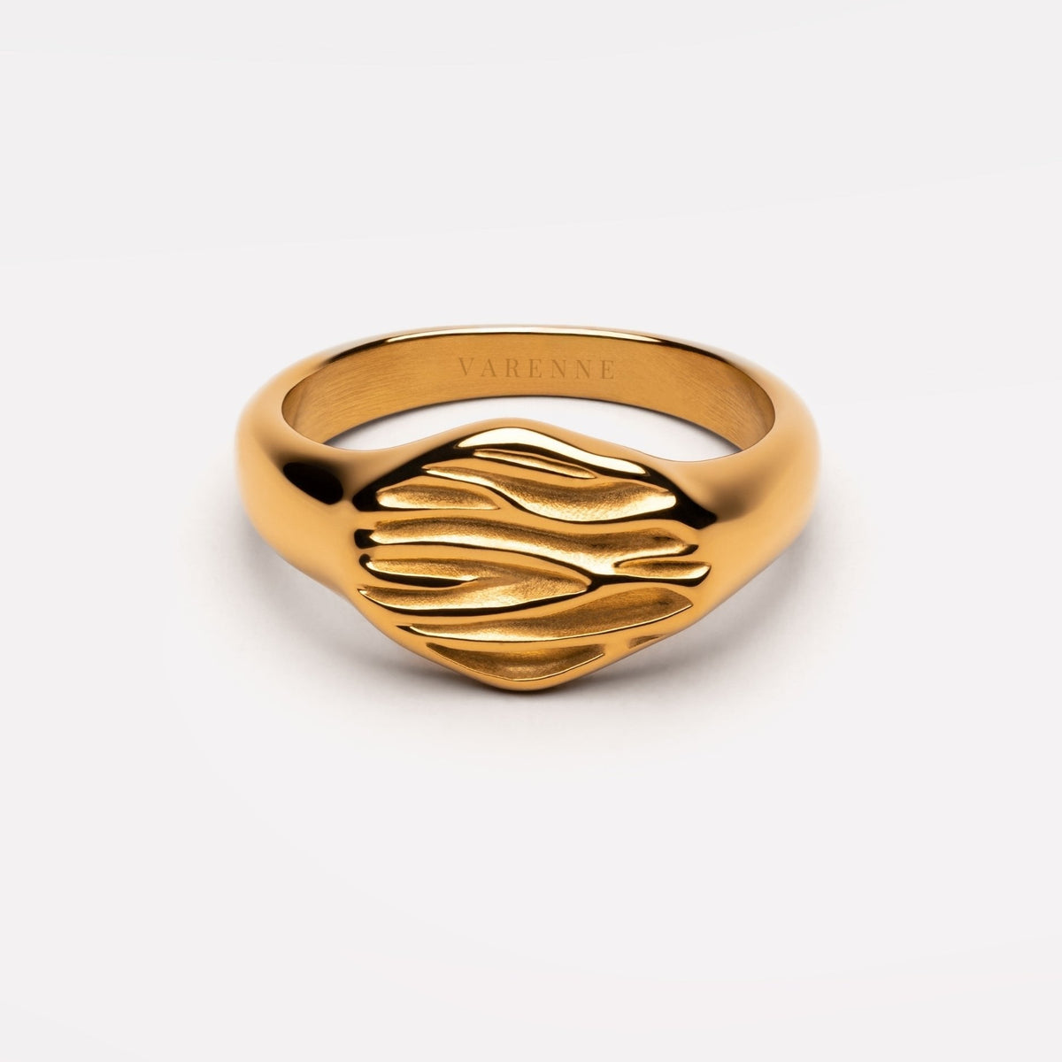 Sculpted Wave Band Ring, 18K Gold PVD Steel — Tide
