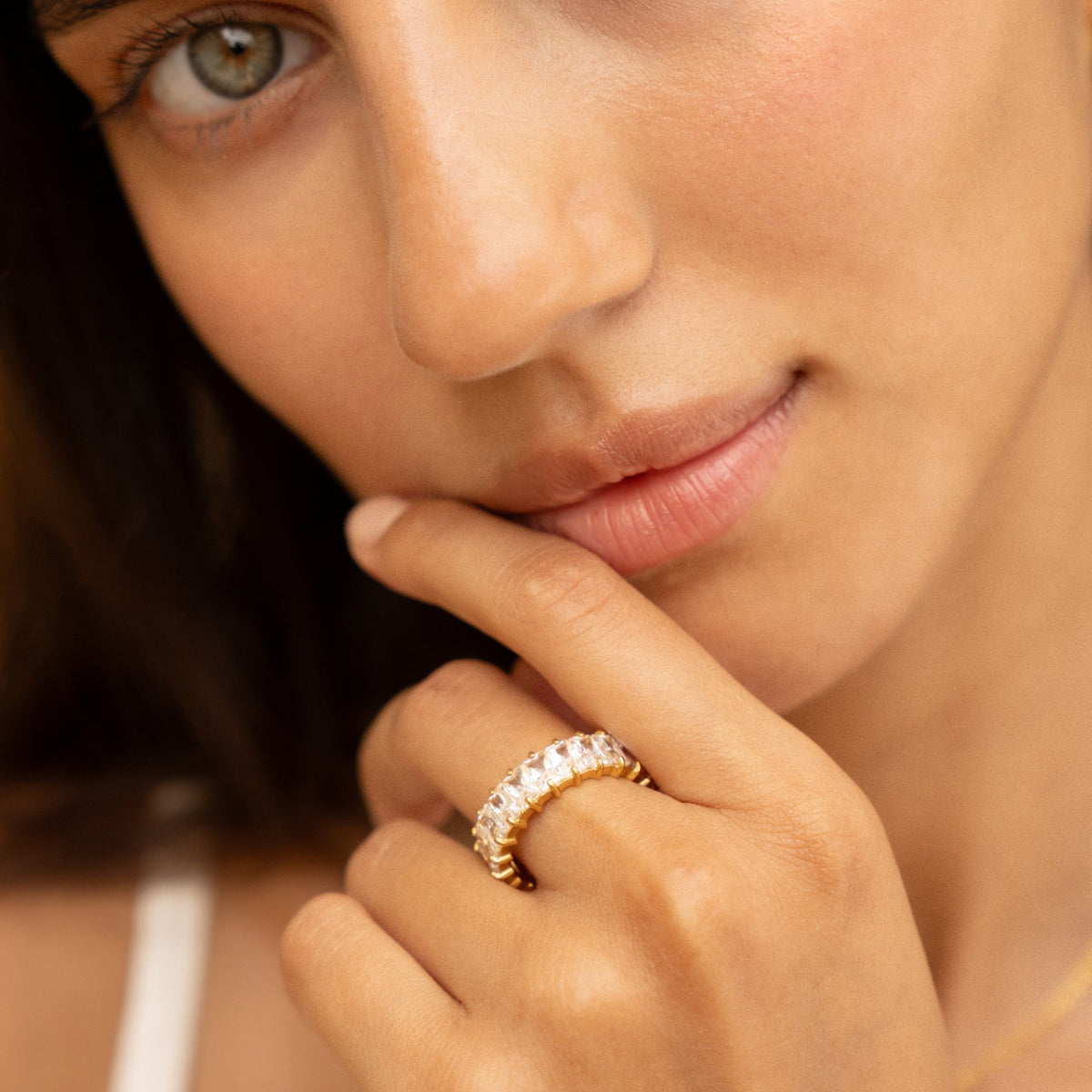 Rectangular Zircon Eternity Ring, 6.7 mm
