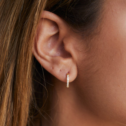 Zirconia Huggie Hoop Earrings, 13 mm
