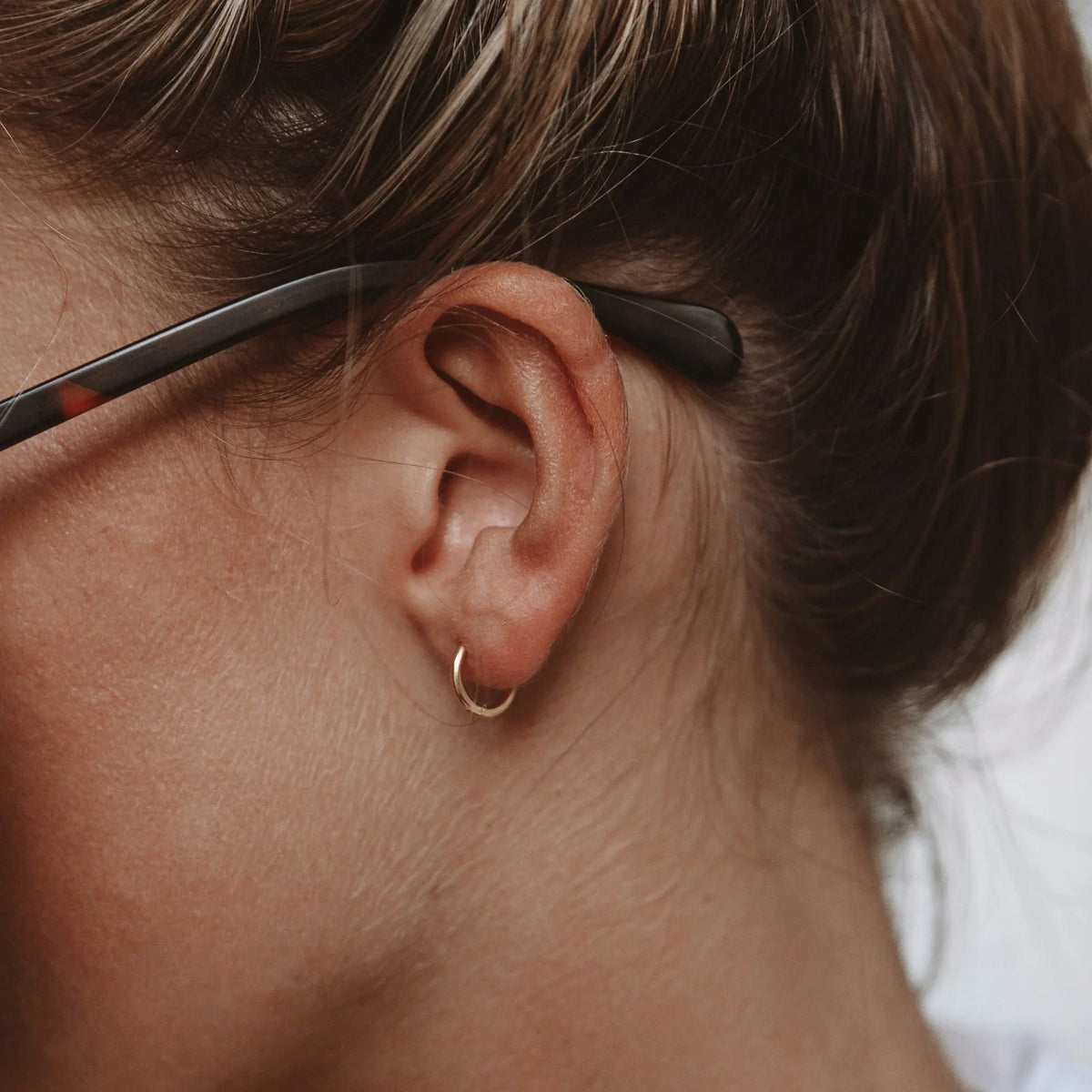 Tiny Plain Huggie Hoops, 8 mm Inside Diameter