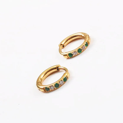 Green Crystal Hoop Earrings, 12 mm — Oasis