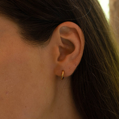 Tiny Plain Huggie Hoops, 8 mm Inside Diameter