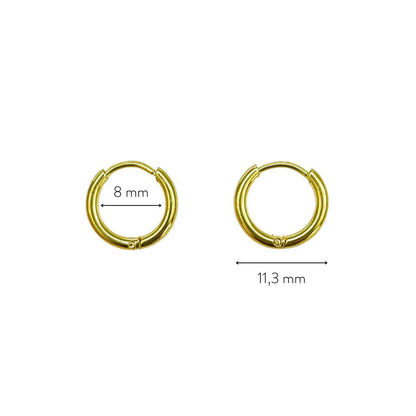 Tiny Plain Huggie Hoops, 8 mm Inside Diameter