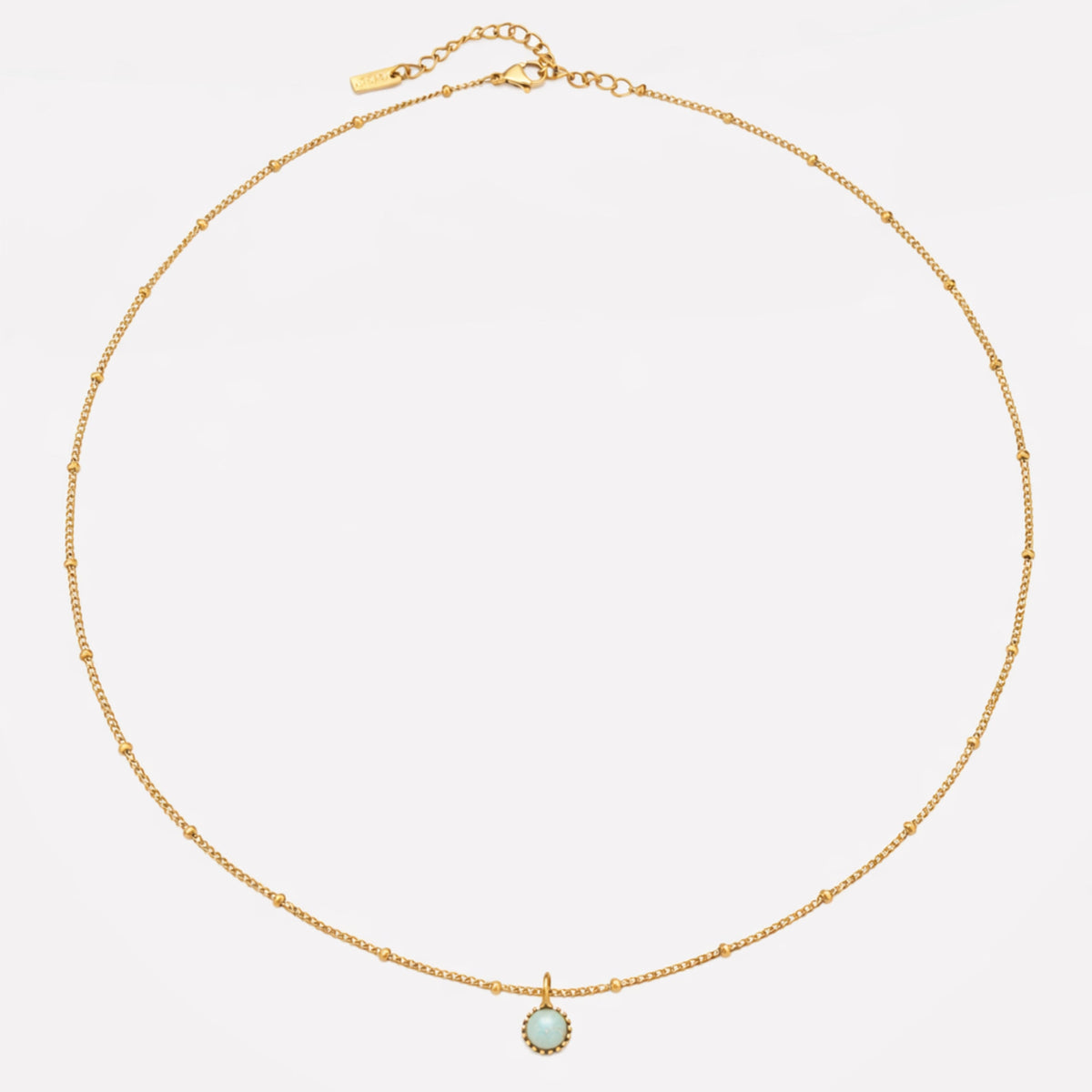 Round Mint Opal Pendant Necklace, 6 mm