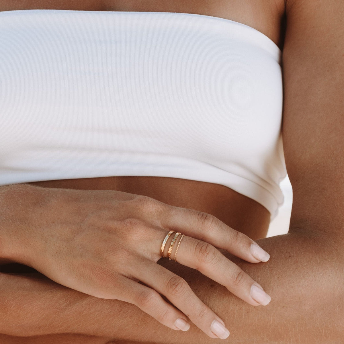 Three Textured Stacking Rings Set — Daily