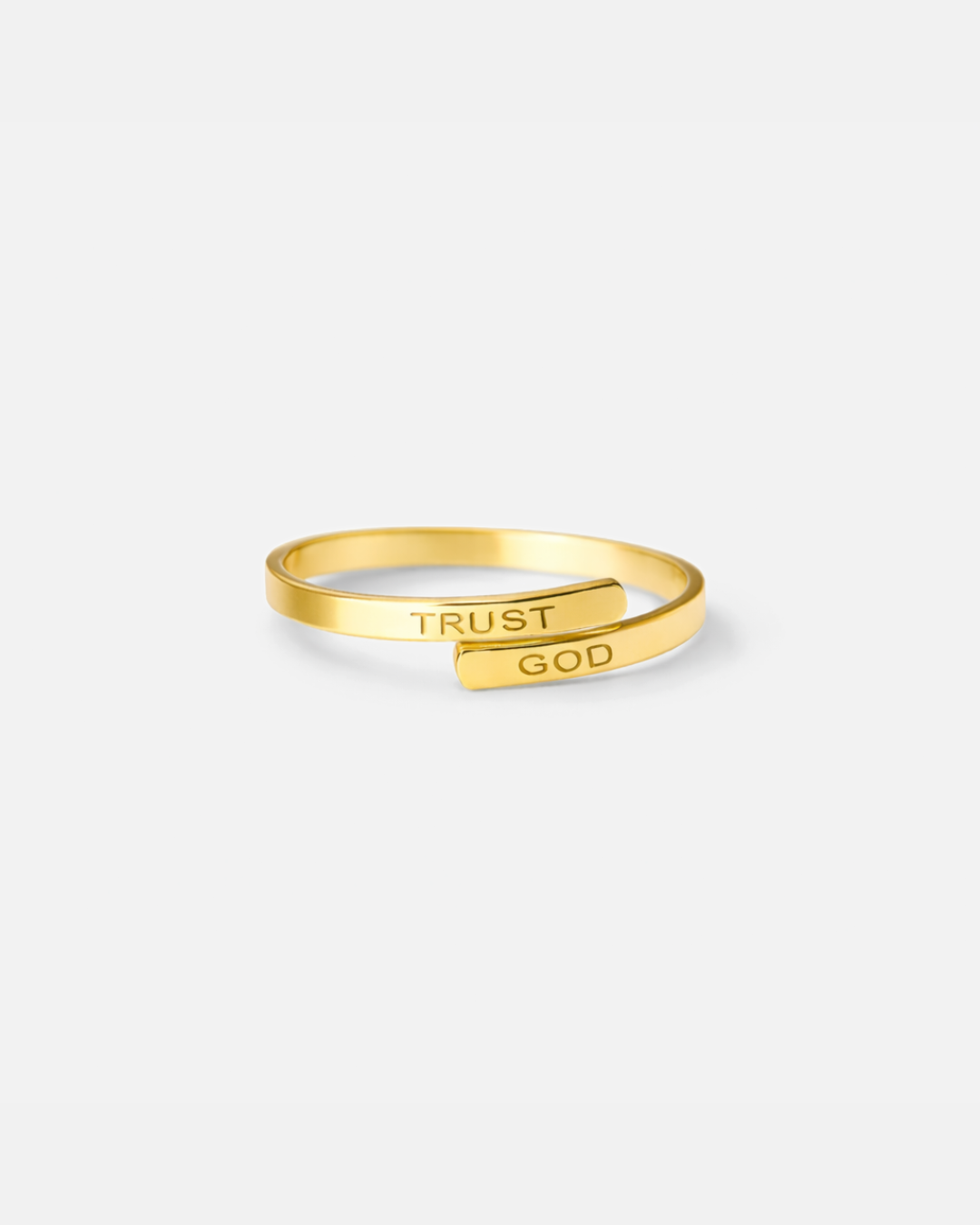 Men’s Trust God Engraved Ring, 14K Gold-Plated Steel, Adjustable