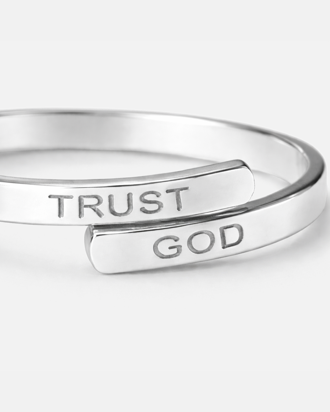 Men’s Trust God Engraved Ring, Silver-Plated Steel, Adjustable