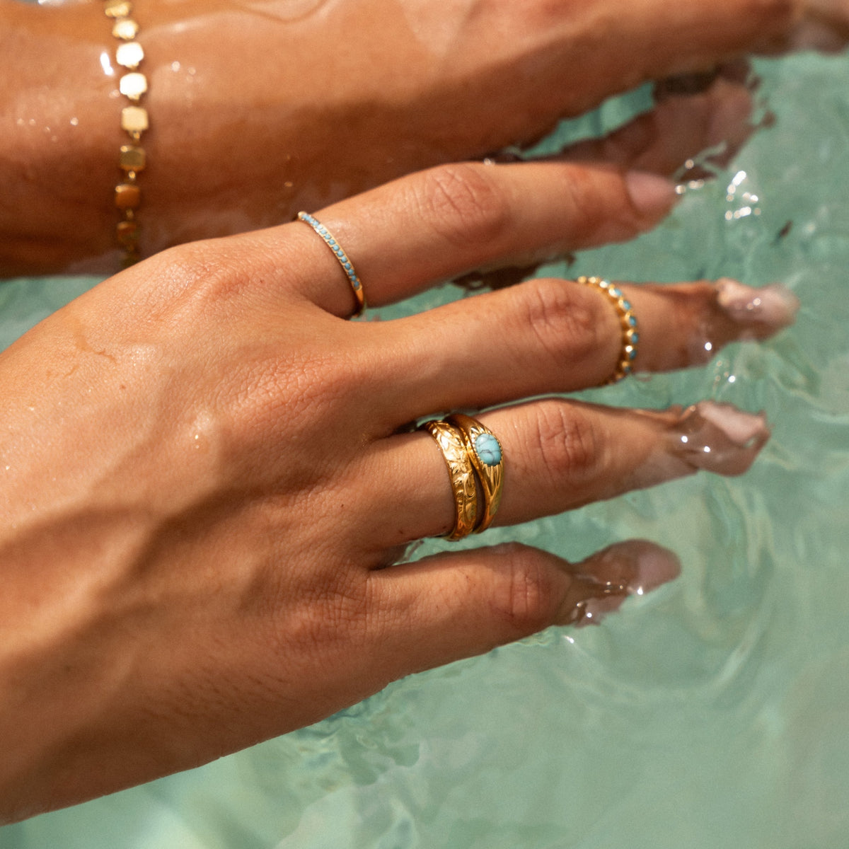 Fine Turquoise Stone Band Ring, 1.58 mm