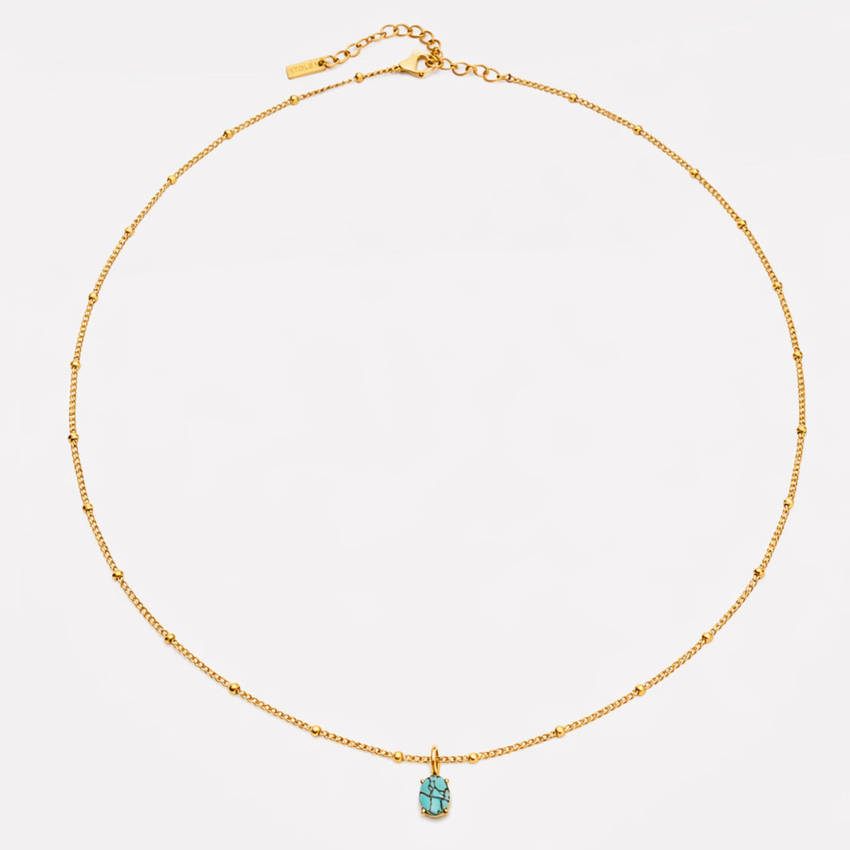 Oval Turquoise Pendant Necklace, 5 × 7 mm