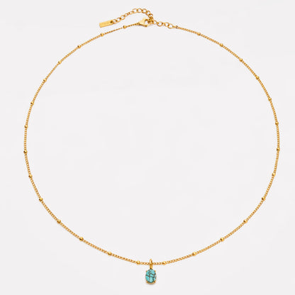Oval Turquoise Pendant Necklace, 5 × 7 mm