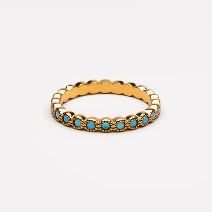 Turquoise Eternity Band Ring, Steel — Azure