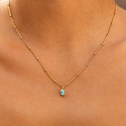 Oval Turquoise Pendant Necklace, 5 × 7 mm