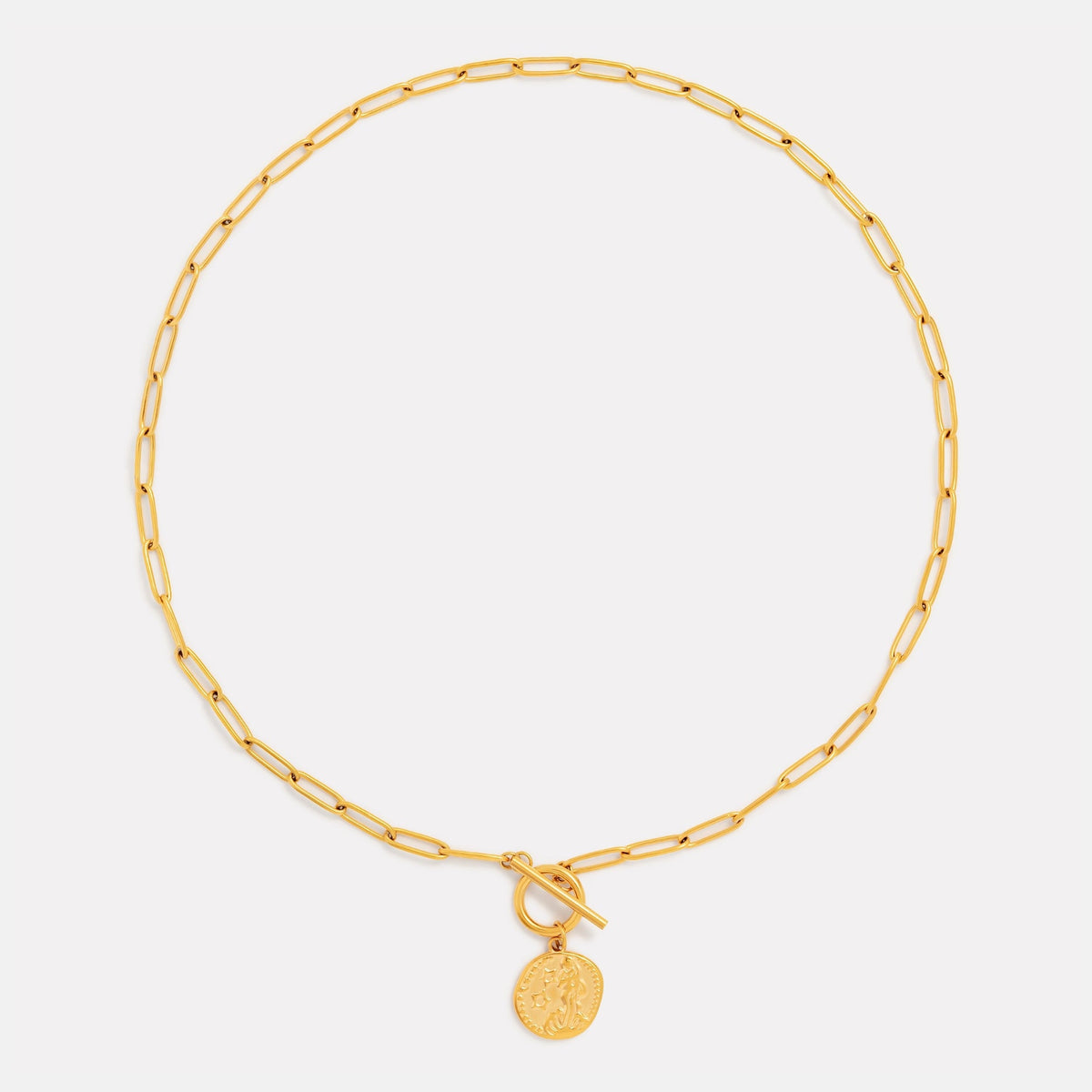 Coin Pendant Paperclip Necklace, 44 cm — Venus