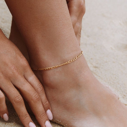 Figaro Chain Anklet, 3 mm, Steel — Amalfi