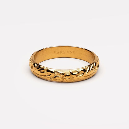 Floral Pattern Band Ring, 4 mm, Steel — Bloom