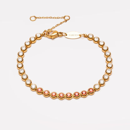 Red Zircon Tennis Bracelet, Gold PVD Steel — Cherry