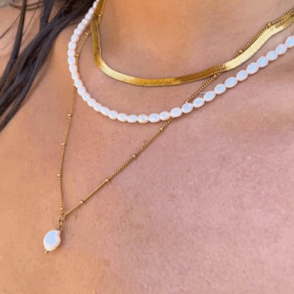 Herringbone Choker, 4 mm, 39–44 cm — Kauai