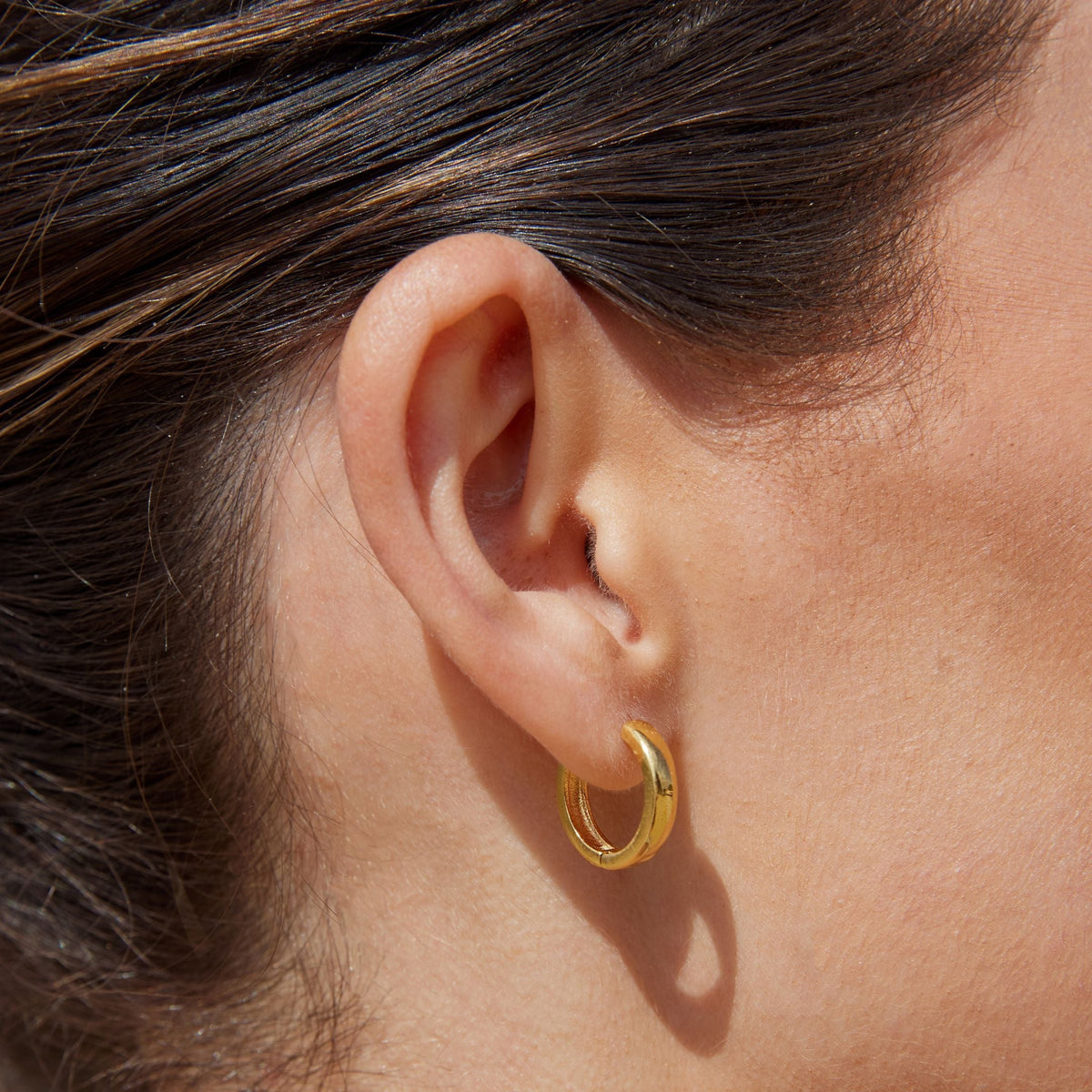 Bold Huggie Hoop Earrings, 16 mm, Steel