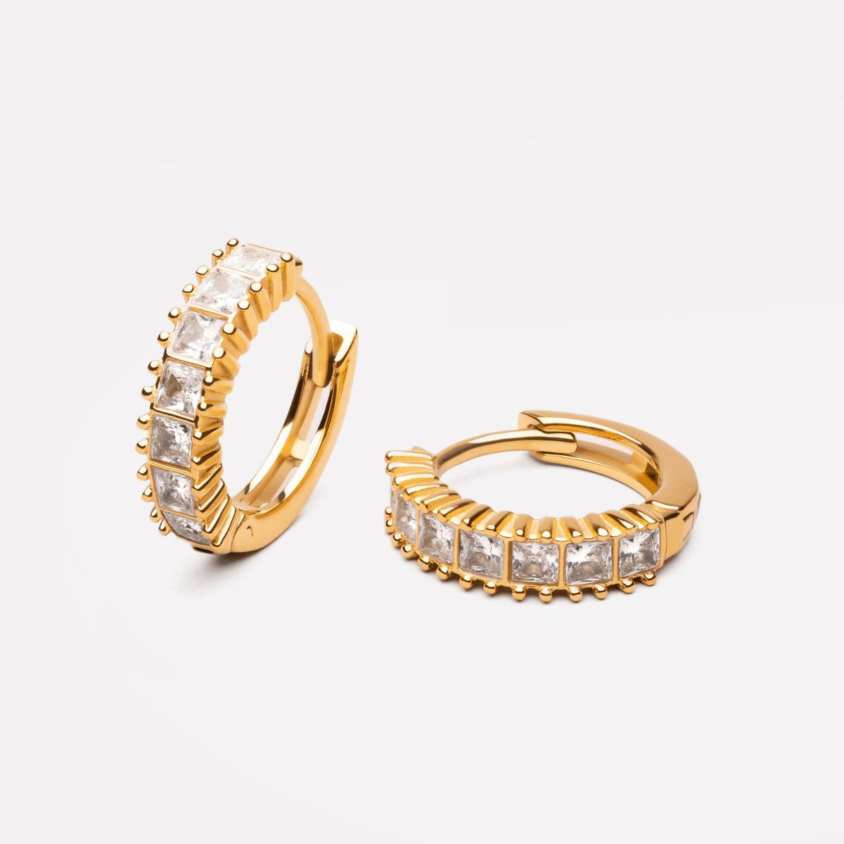 White Zircon Hoop Earrings, 13 mm — Lumière