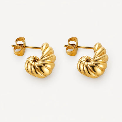 Nautilus Spiral Earrings, 18K Gold PVD Stainless Steel