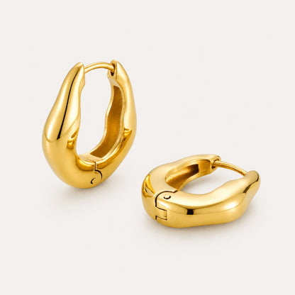 Organic Sculpted Hoop Earrings, 20 mm, Stainless Steel