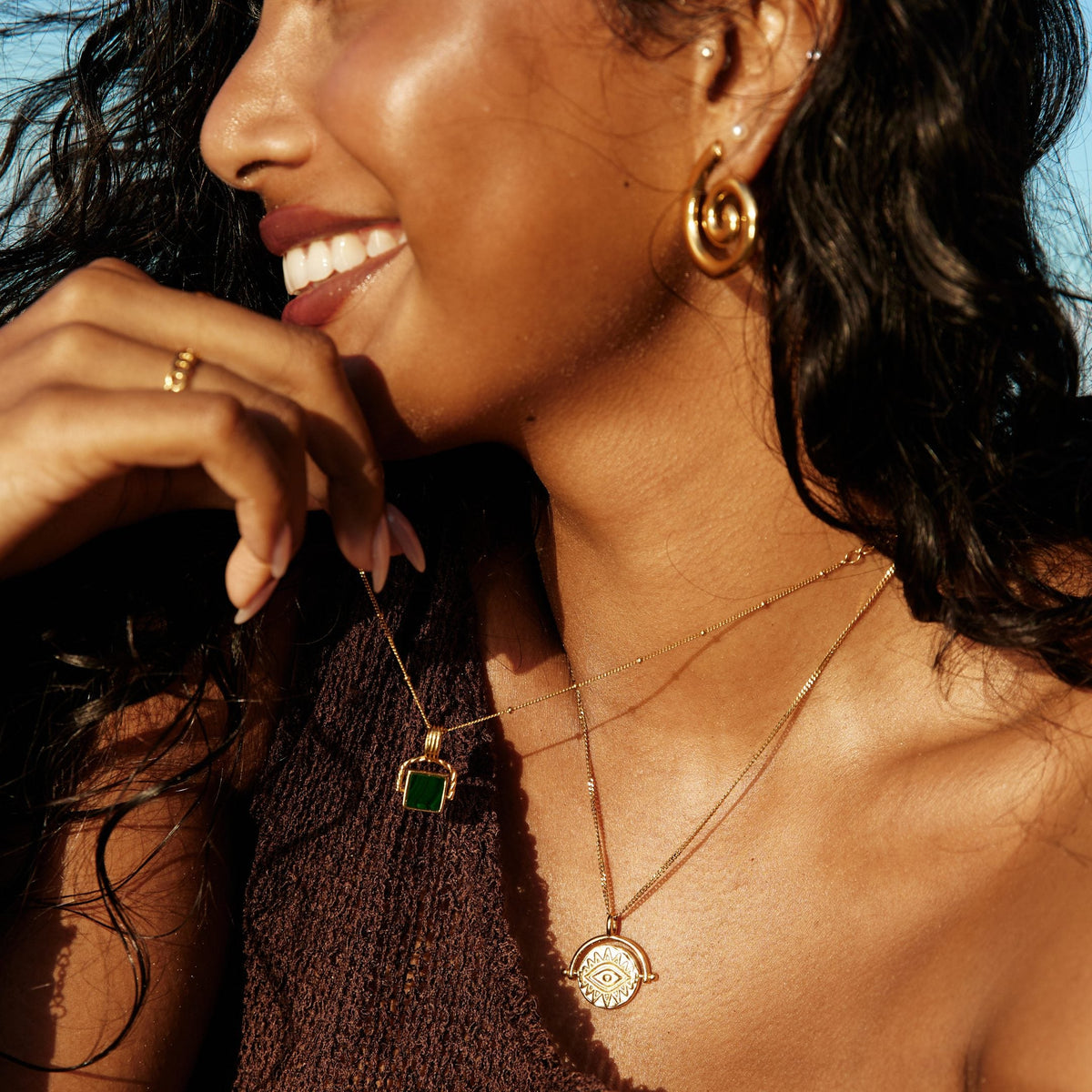 Eye Coin Pendant Necklace, 24 mm — Athena