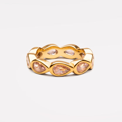 Pink Zircon Teardrop Eternity Ring — Peony