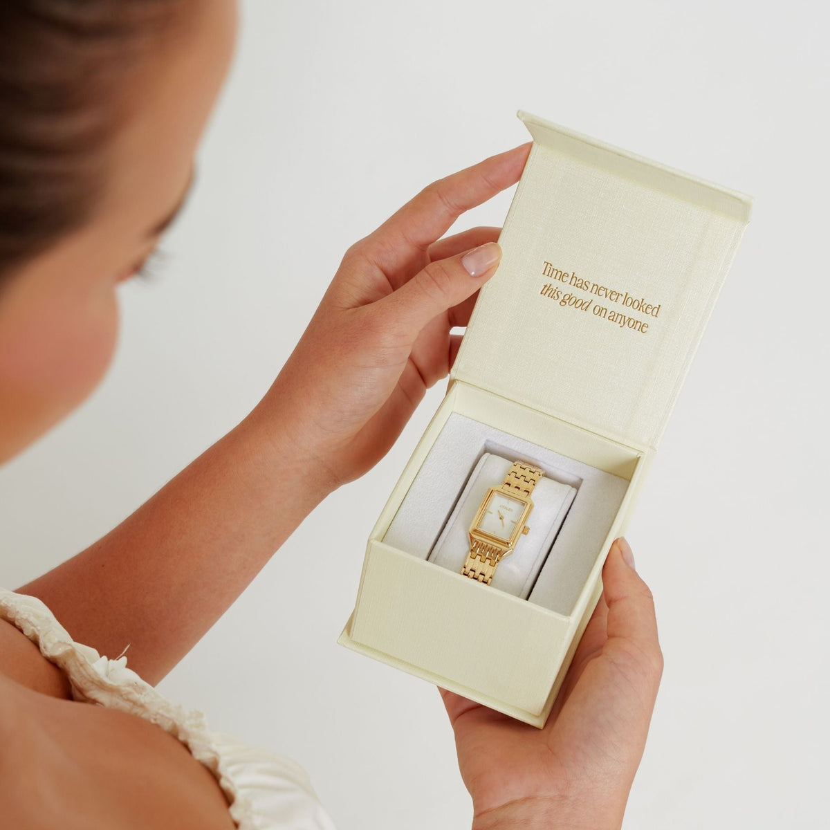 Rectangular Mother-of-Pearl Quartz Watch — Astra