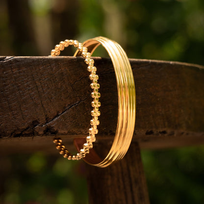 Layered Cuff Bracelet, 13 mm, 18K Gold PVD Steel — Linea