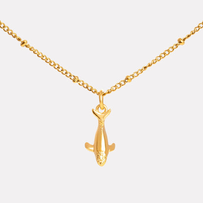 Whale Pendant Necklace, 45–50 cm, Gold PVD Steel