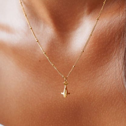 Whale Pendant Necklace, 45–50 cm, Gold PVD Steel