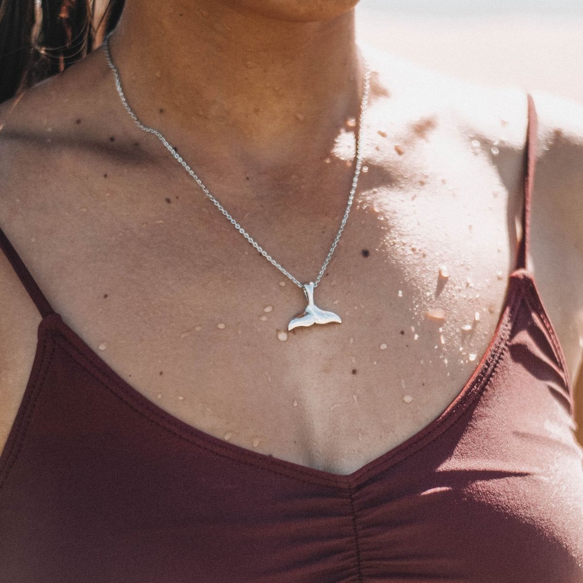 Polished Whale Tail Necklace, 40 cm