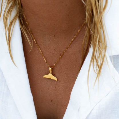 Polished Whale Tail Necklace, 40 cm