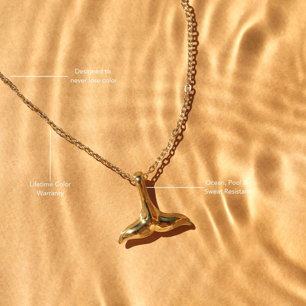 Polished Whale Tail Necklace, 40 cm