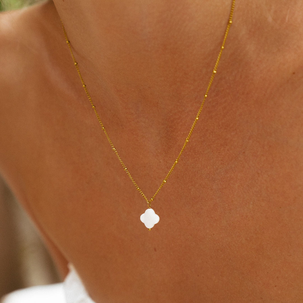Mother-of-Pearl Quatrefoil Necklace — Positano