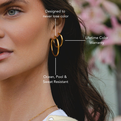 Classic Thick Hoop Earrings, 14–36 mm, Steel