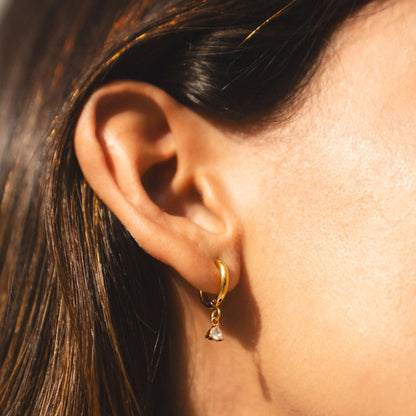 Zircon Drop Hoop Earrings, 8 mm