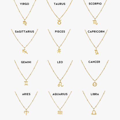 Zodiac Symbol Pendant Necklace, 10 mm