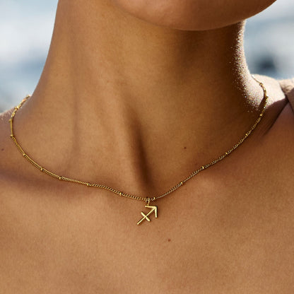 Zodiac Symbol Pendant Necklace, 10 mm